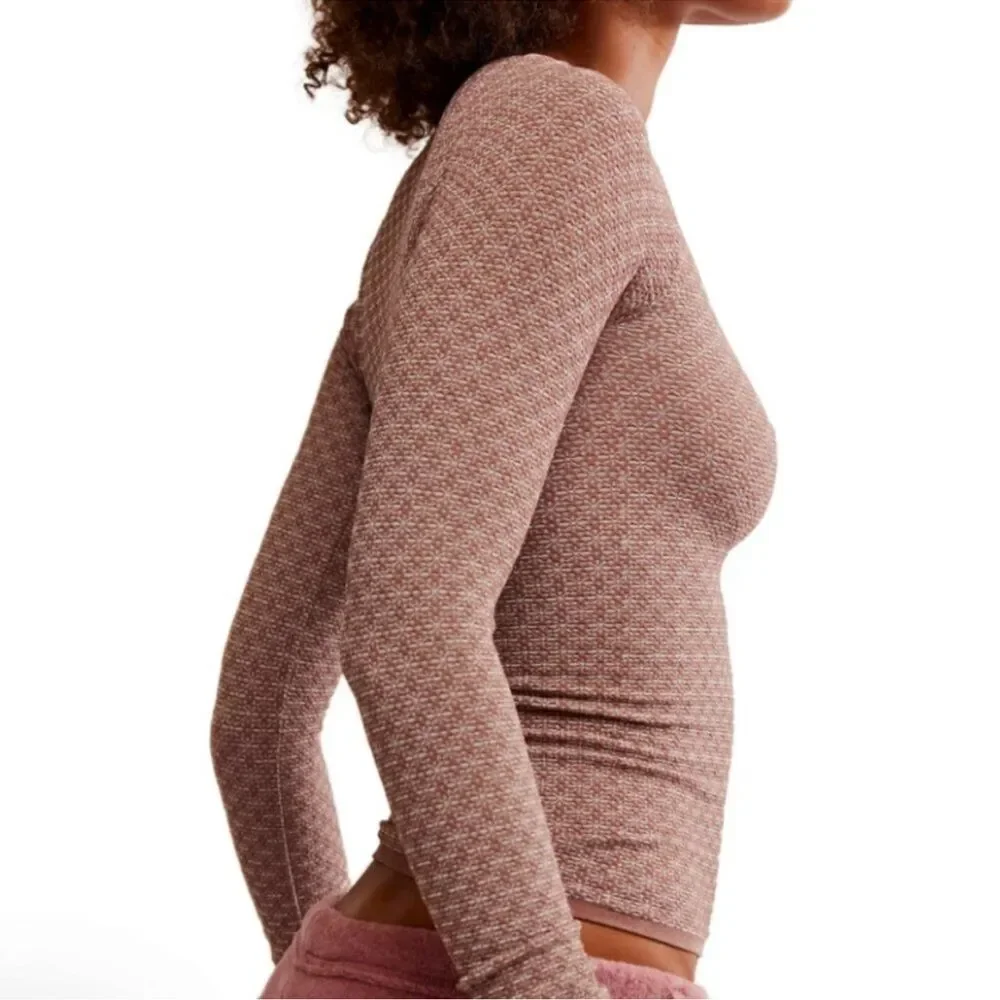 Free People Intimately Love Letter Long Sleeve Shaved Chocolate